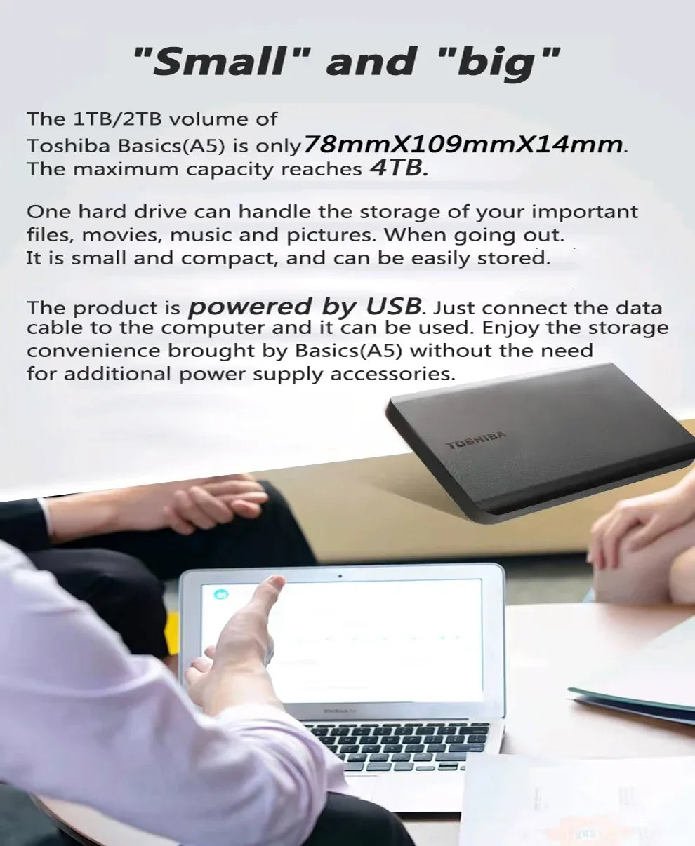 A3  A5 HDTB410YK3AA Canvio Basics For Toshiba 500GB 1TB 2TB Portable External Hard Drive USB 3.0, Black