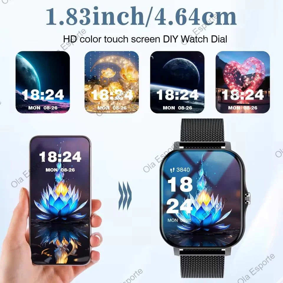 1.83'' Sports Smart Watch Fitness Clock Health Monitor Waterproof Smartwatch Wireless Call Watches For Men Women Android Ios New