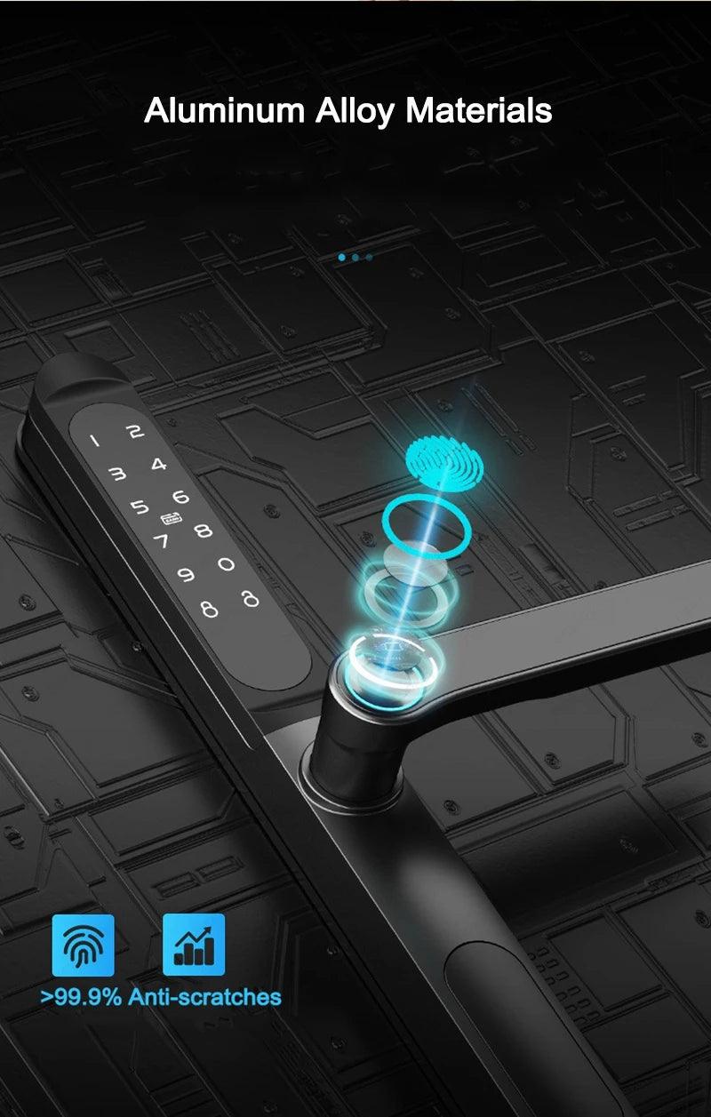ZHDCOOKEY Fingerprint Biometric Slim Waterproof Smart Door Lock Aluminum RFID Card Password TTLock Electronic Sliding Door Locks