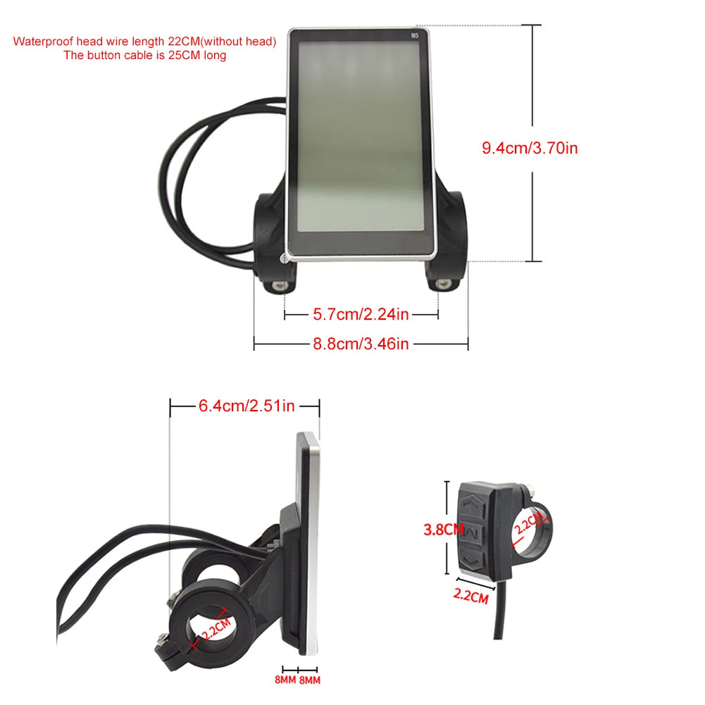 E-bike Display 24-48V Electric Bike LCD Display Meter Waterproof Electric Scooter Panel Screen for Mountain Electric Bike Parts