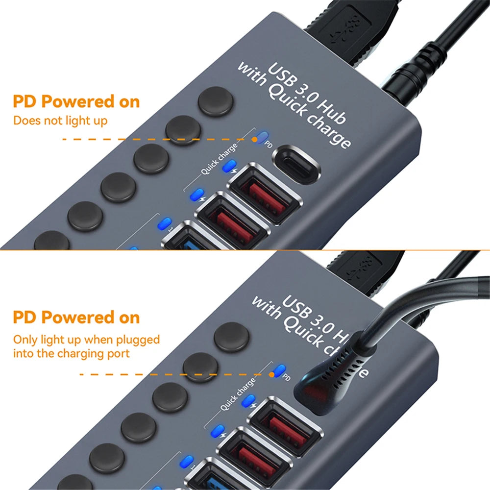 MZX 10/7/4-Port USB 3.0 A Hub Aluminum Multi-Hub Splitter Concentrator Extensior Dock Switch Adapter for PC Laptop Accessories