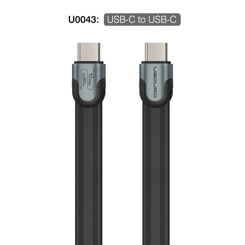 UGOURD USB A to C 10Gbps Cable USB C to Type C USB3.1/3.2 Gen2 Cable Data Transfer USB SSD Hard Disk Cable 60W 0.15m - 3m Flat