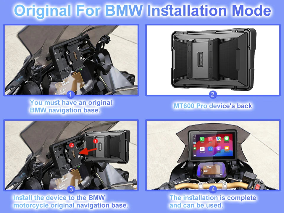 7 Inch Wireless CarPlay Moto Android Auto Portable Digital Motorcycle Dashboard GPS Navigation For BMW R1300GS R1250GS Screen