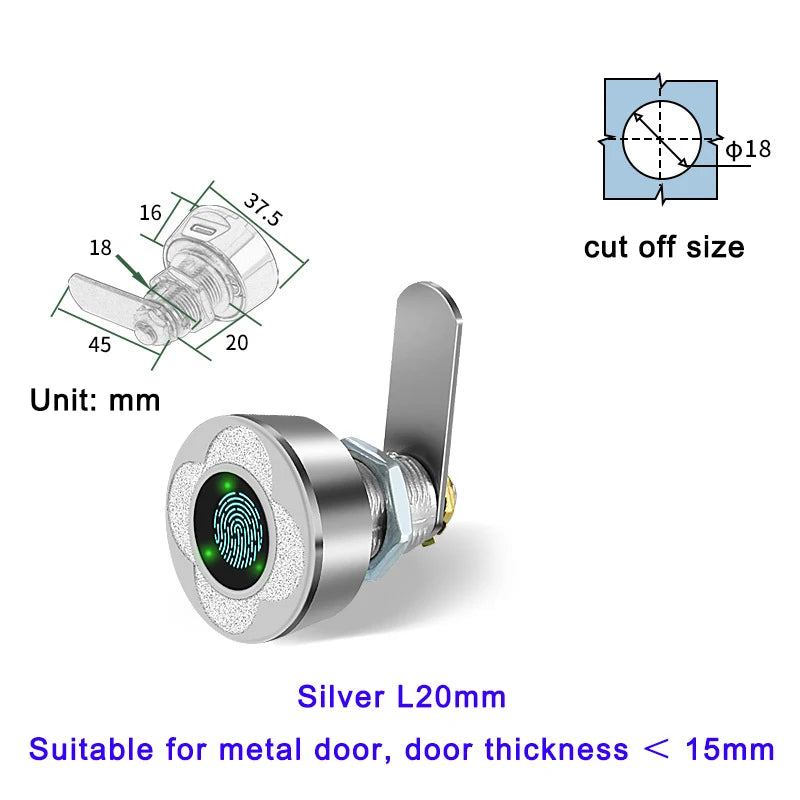 Work with Tuya APP Smart Electric Fingerprint Drawer Cabinets Lock Remote Contro for Indoor Home Office Used