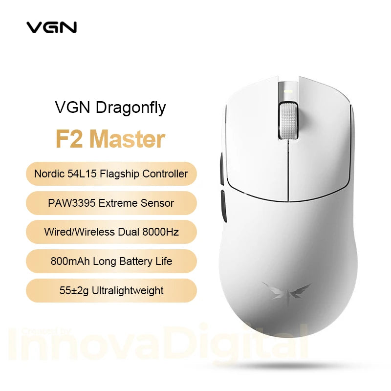 VGN Dragonfly F2 Pro Max Ultra F2 Master Wireless Gaming Mouse PAW3395 PAW3950 8K Superlight Tri-Mode Esports FPS Mice Bluetooth