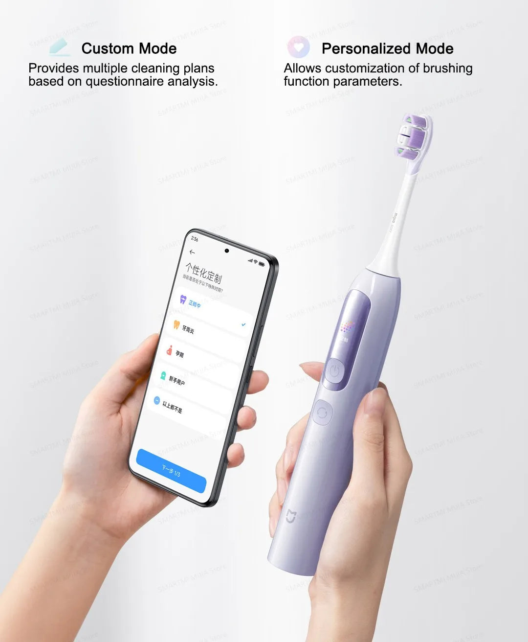 MIJIA Smart Servo-Oscillation Electric Toothbrush Pro,IPX8 Waterproof & Travel Lock,180-day long battery life,App Control