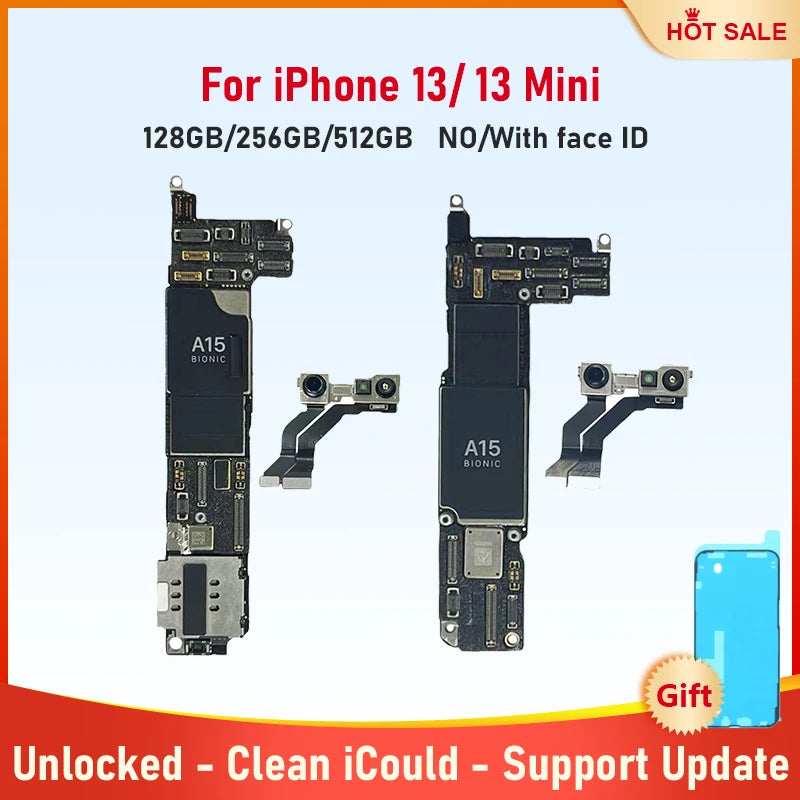 Mobile Phone Motherboard for iPhone 13 13 Mini 128g 256g 512g Mainboard With Face ID Unlocked Logic Board Plate Cleaned iCloud