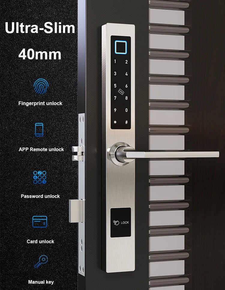 ZHDCOOKEY Electronic European Waterproof Bluetooth TTlock Fingerprint IC Card Password Digital Smart Door Lock For Aluminum Door