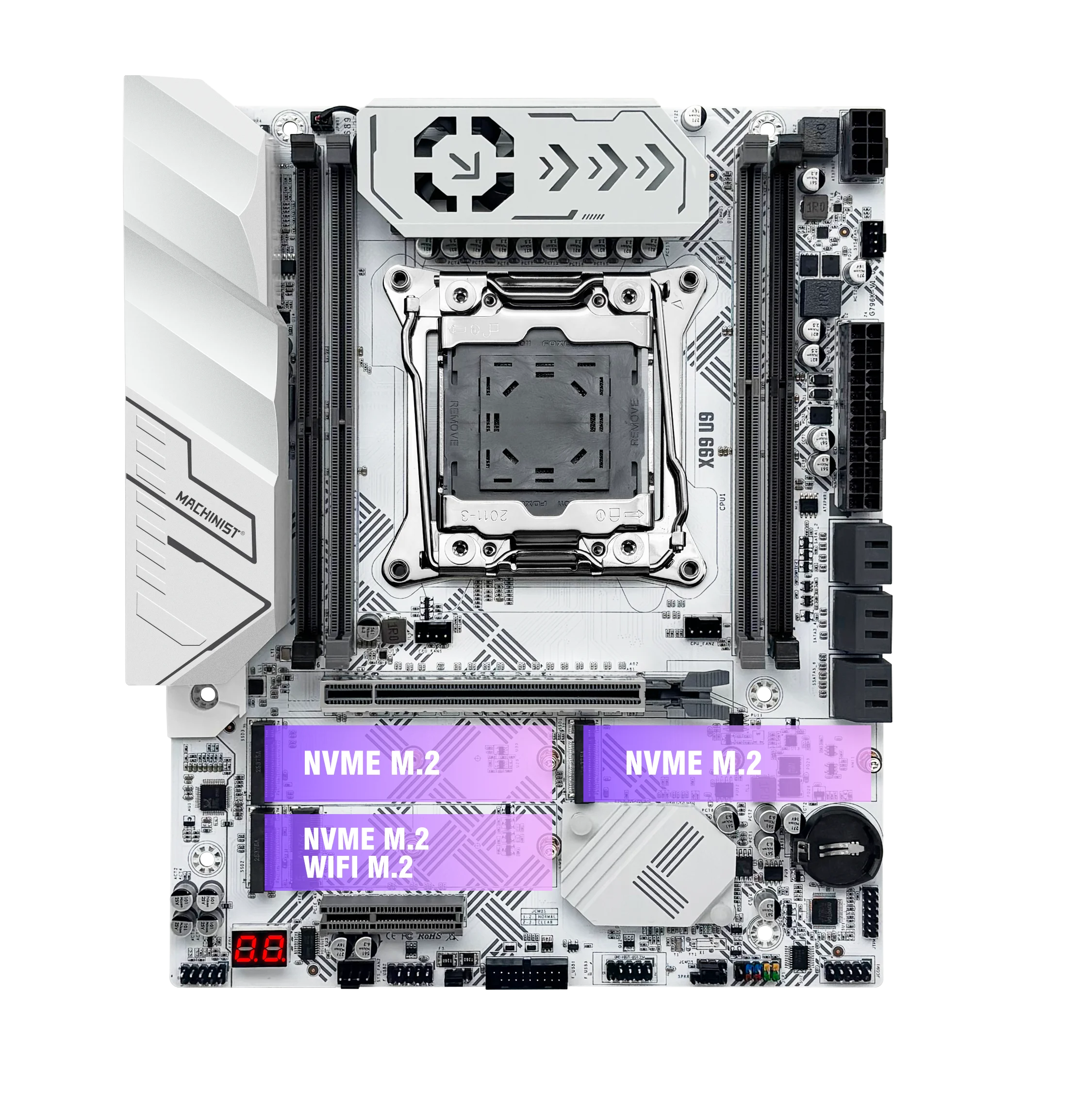 MACHINIST X99 U9 Motherboard Support TPM2.0 LGA 2011-3 Xeon E5 cpu DDR4 RAM C612 chip with 3*NVME M.2 slot SATA3.0 White armor