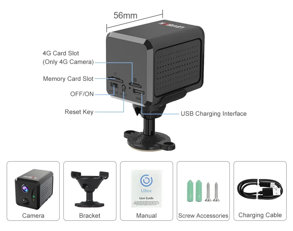 LS VISION 5MP Mini 4G Security Camera SIM Card Wireless Wifi Camera 3800mAh Camcorder PIR Human Detectioon Video Recorder Ubox