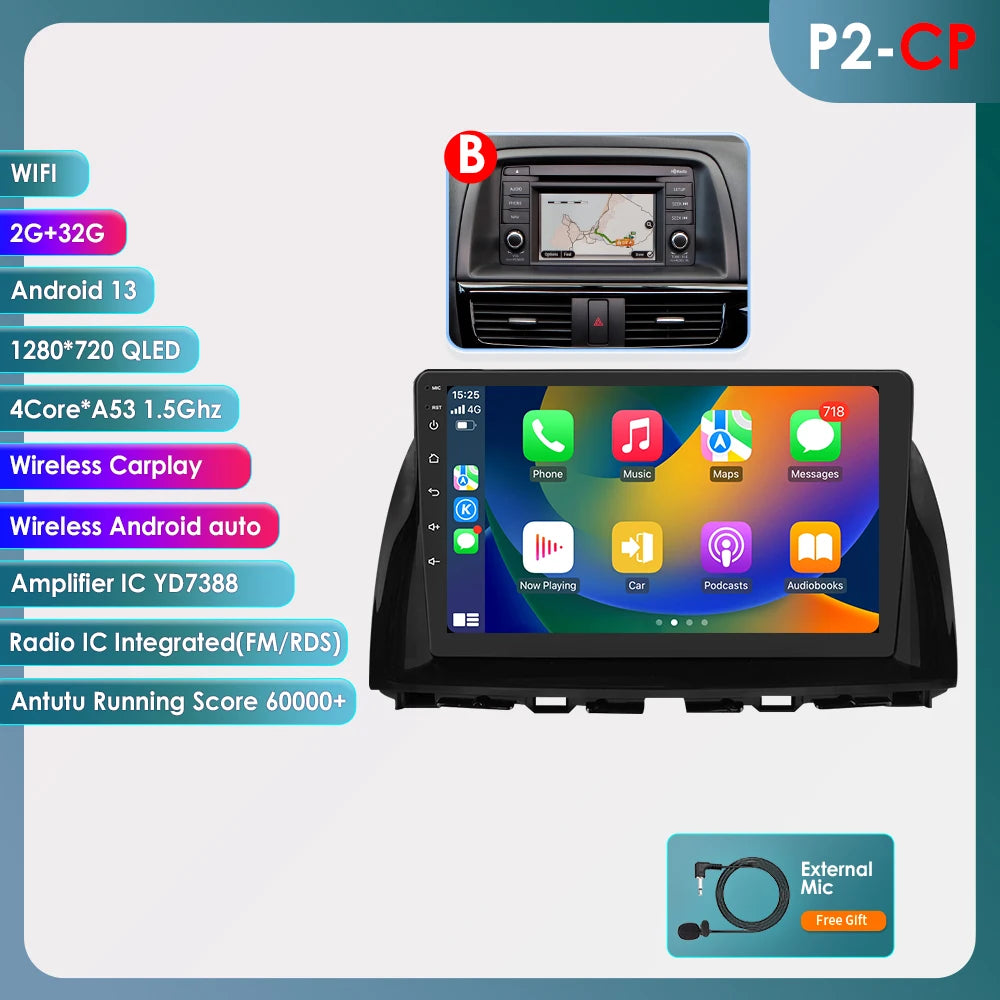 Android 13 For Mazda CX5 CX-5 2012-2015 Car radio multimedia player GPS navi Stereo 4G 8Core Autoradio 2din Touch screen Audio