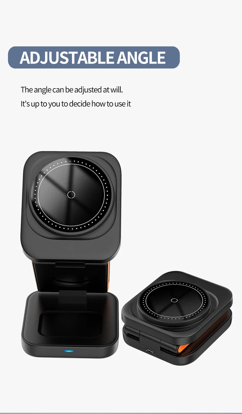 3 in 1 Foldable Charging Station Fast Magnetic Wireless Charger Stand for iPhone 17 16 15 14 13 12 Apple Watch 8 7 6 Airpods Pro