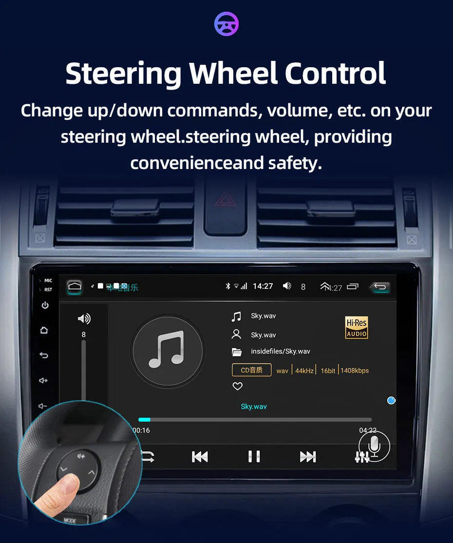 JUNDOF 9" Android Car Stereo Radio for Toyota Corolla 2006 2007 2008 2009 2010 2011 2012 2013 Multimedia Player 2 Din Head Unit