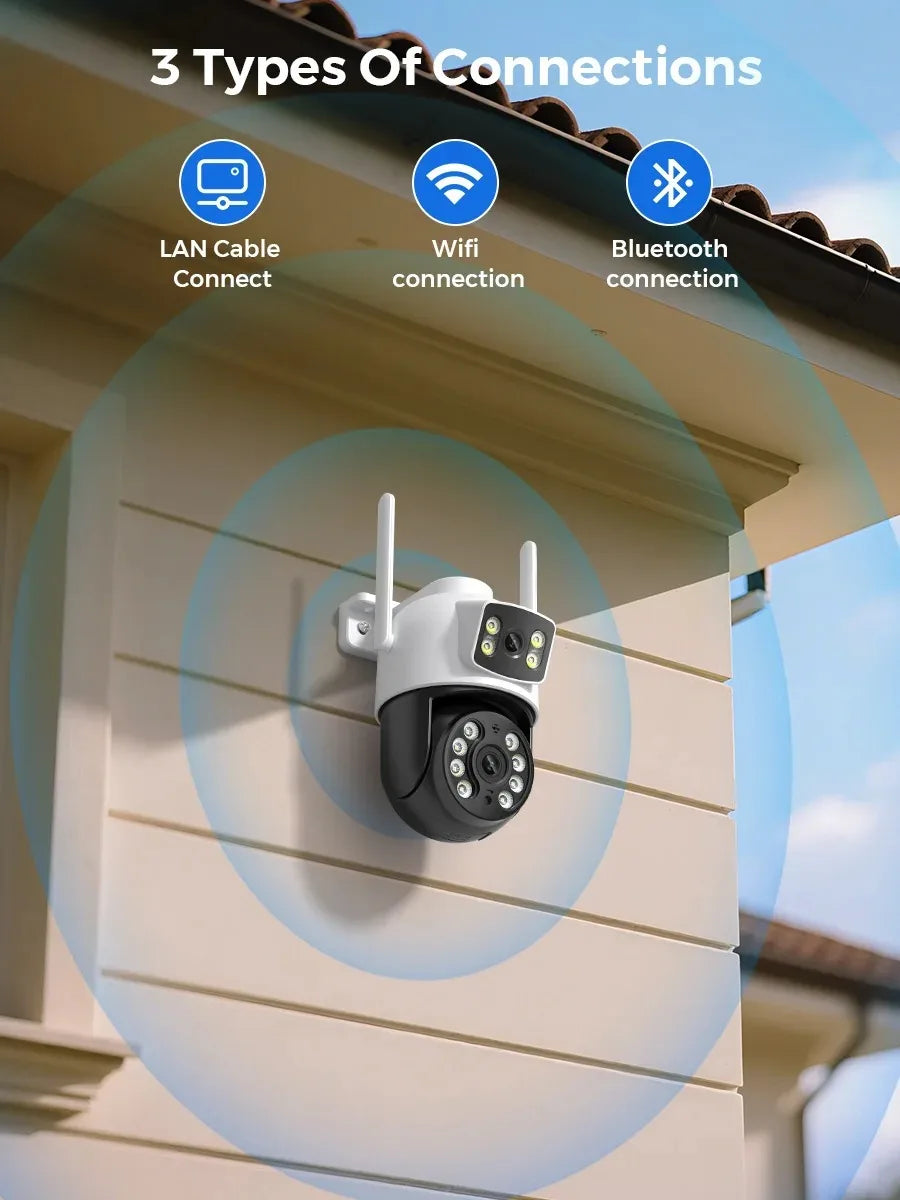 4K 8MP WiFi Surveillance Camera Dual Lens 10X Zoom PTZ IP Camera Auto Tracking Audio Video ONVIF Security CCTV Camera YOOSEE