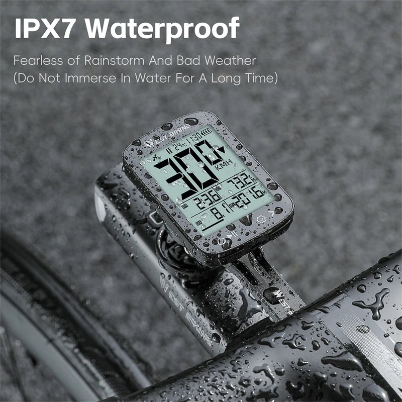 WEST BIKING Intelligent GPS Bicycle Computer Large Screen Wireless Cycling Speedometer IPX7 Waterproof Lightweight Bike Odometer