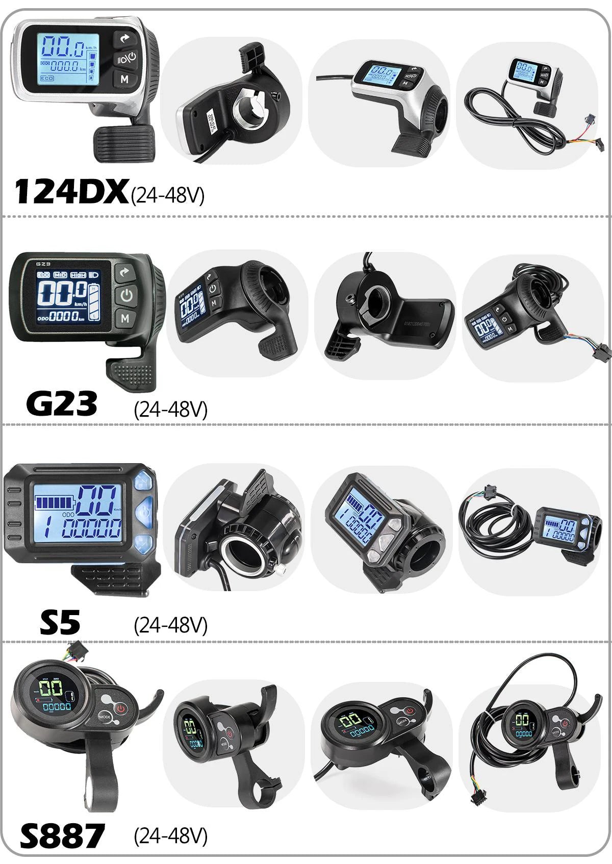 Electric Bike Kits Brushless Controller 36V 48V 350W Electric Bicycle LCD Display E-Scooter E-Car Accessories 124DX GZ3 S5 S887