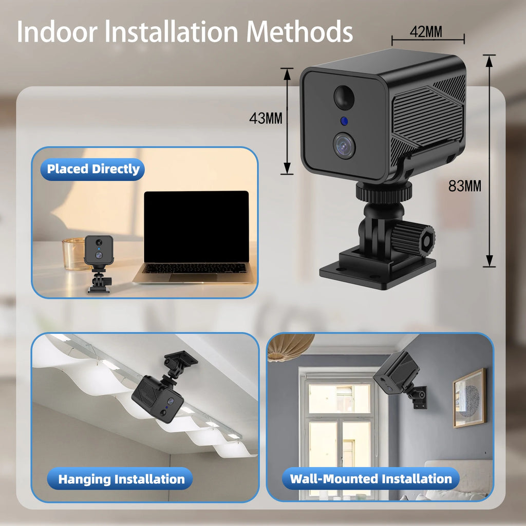 Mini 4G SIM/ WIFI Indoor Security Built-in Battery Power Wide Angle Humanoid Detection CCTV Home Surveillance Network IP Camera