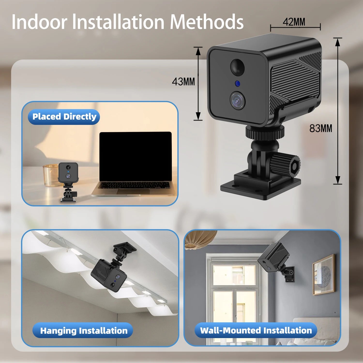 Mini 4G SIM/ WIFI Indoor Security Built-in Battery Power Wide Angle Humanoid Detection CCTV Home Surveillance Network IP Camera