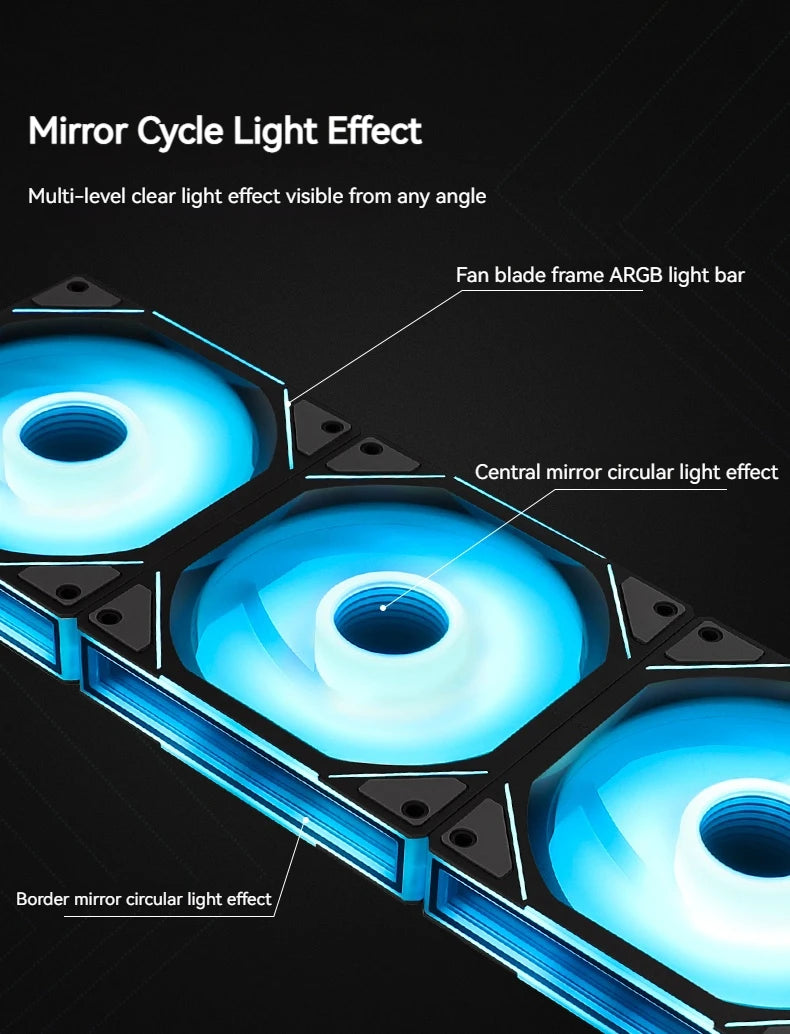 TEUCER JM-1 PC Cooling Fan ARGB Mirror Cycle Light Effect 800-2000RPM PWM Water Cooling 360mm Cooler Fan