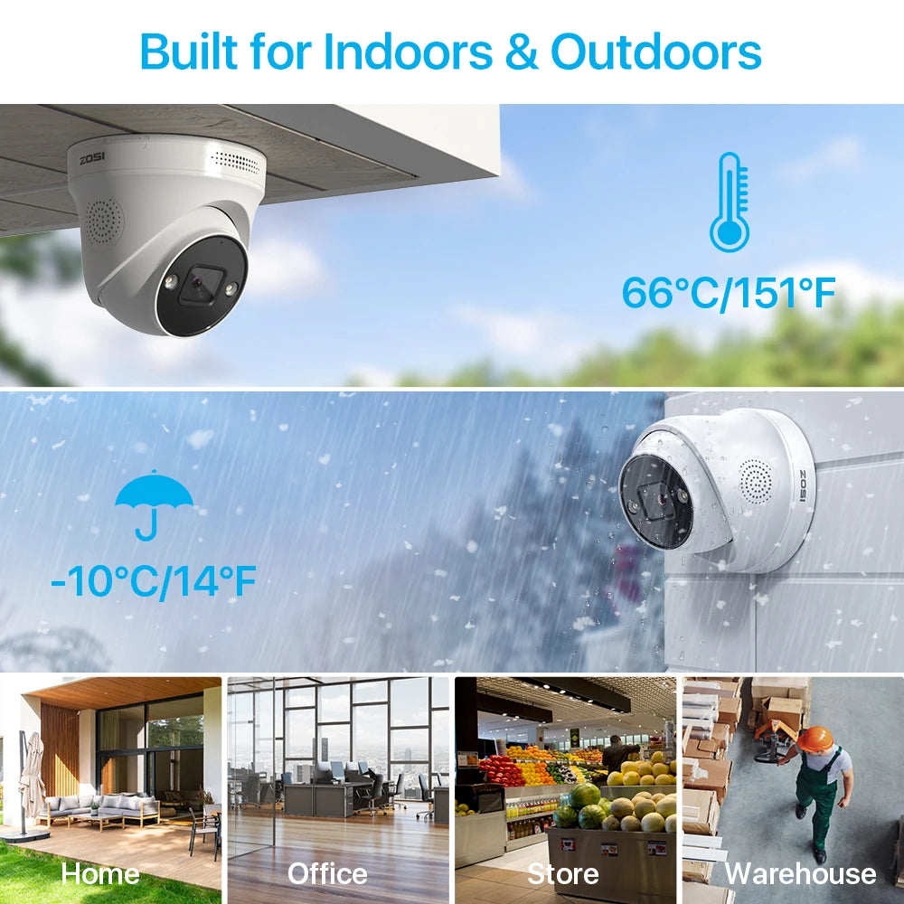 ZOSI 4K 8MP 5MP POE Video Surveillance Kit 8CH H.265 Home CCTV NVR Set Color Night Vision AI Detection IP Security Camera System