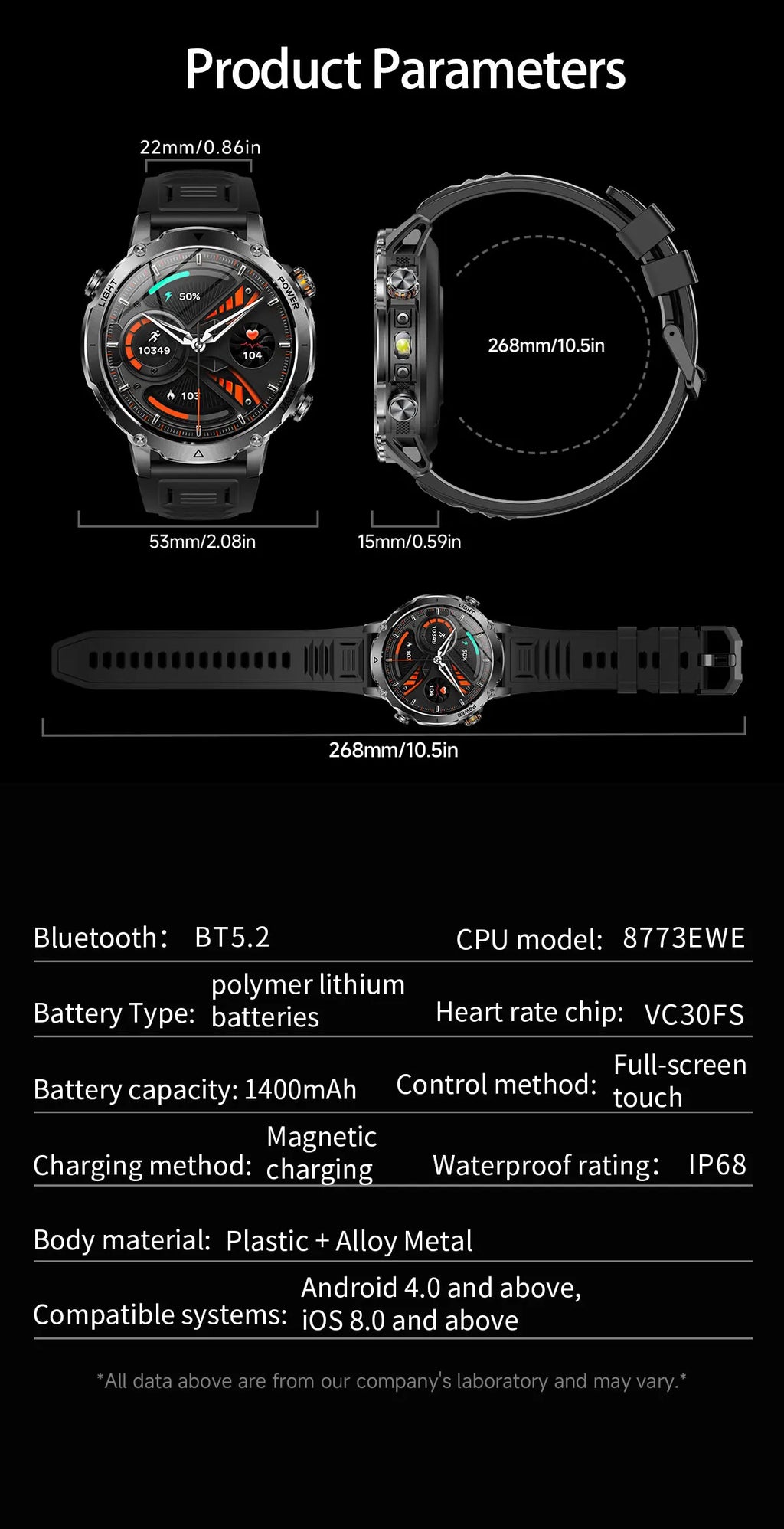 2026 New Military TANK SmartWatch Bluetooth call 10ATM Waterproof 1400mAh Battery Heart rate monitoring Outdoor Sports Watch Men