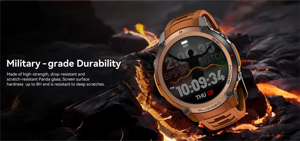 Outdoor Tactical GPS Smart Watch Offine Map Compass Heart Rate Monitor Fitness Tracker 5ATM Waterproof Adventure Sports Watches