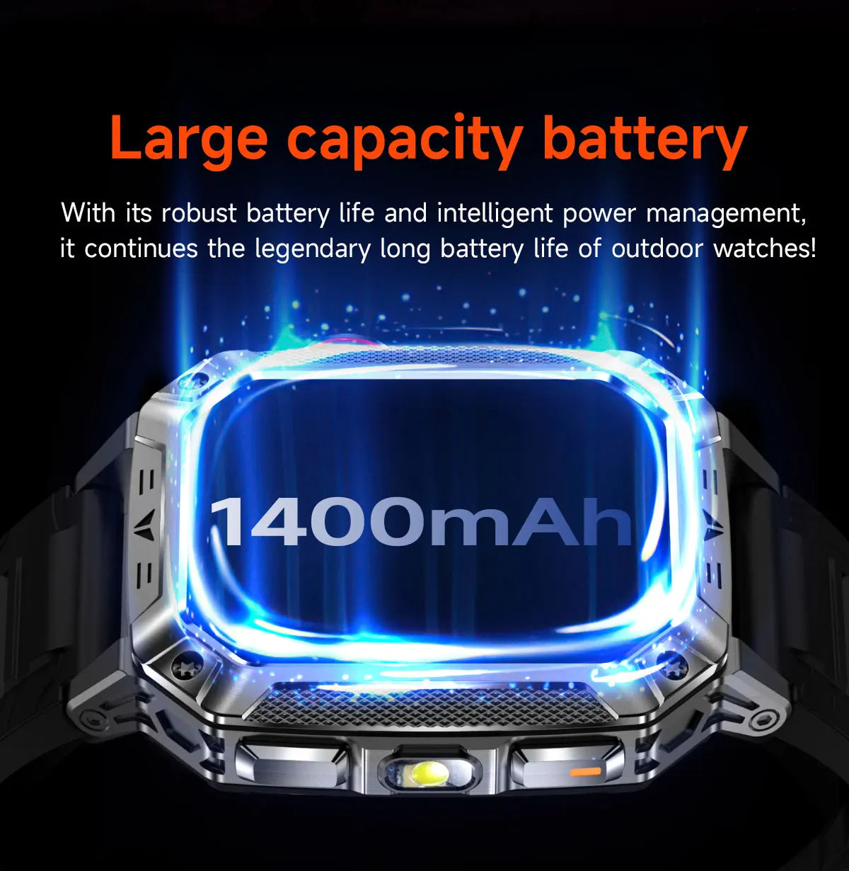 2026 New Built-in 1400mAh Super Large Battery Men Smart Watch Outdoor GPS 2.01"AMOLED Screen 10ATM Waterproof BT Call Smartwatch