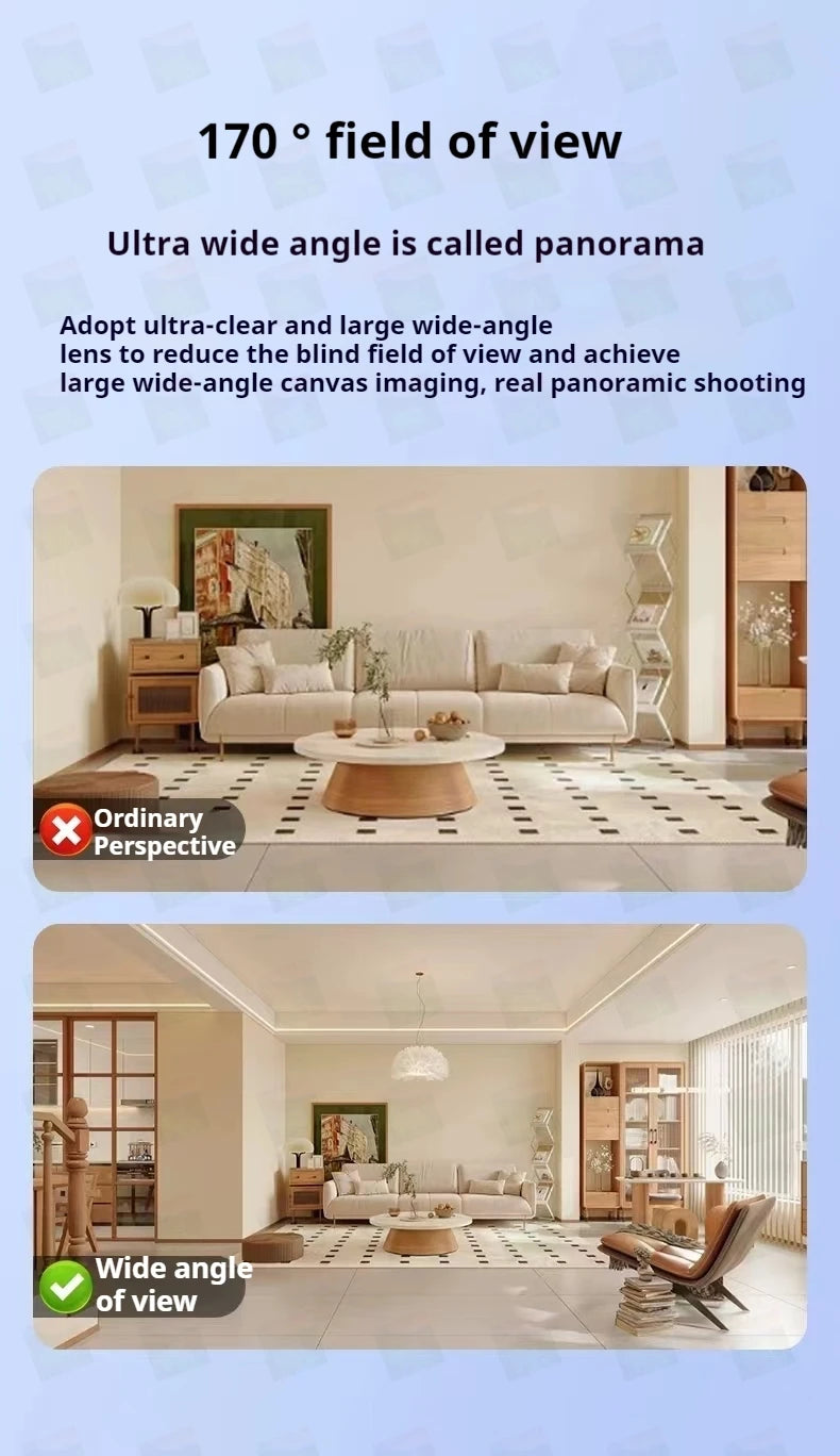 Q Brand Ultra-High Definition Small Camera Wireless Monitor Home Wifi Remote Mobile Phone 360-Degree Panoramic Mini Photography Indoor Home Connected Plug-In-Free Cat Eye Non-Micro Non-Invisible Non-Hidden
