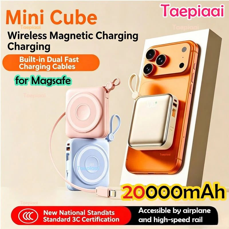 Taepiaai PD20W PowerBank Magnetic 20000mAh Portable Wireless Fast Charging PowerBank for Magsafe for IPhone Huawei Samsung Watch