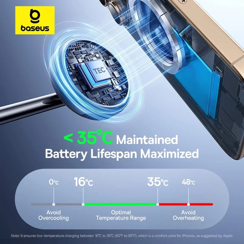 Baseus 22.5W 3-in-1 Wireless Charger Stand Qi2 15W Magnetic Fast Charging TEC Cooling For iPhone 16 15 14 AirPods Apple Watch