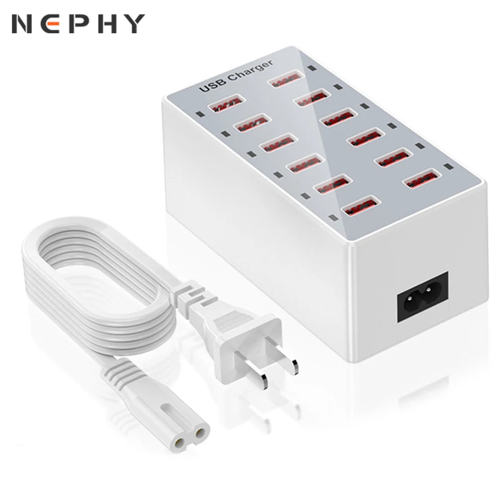 EU US UK AU Wall Desktop Power Adapter USB Charger Station Dock For Mobile Phone iPad Macbook Laptop 5V 2.4A 12 Ports Multi Plug