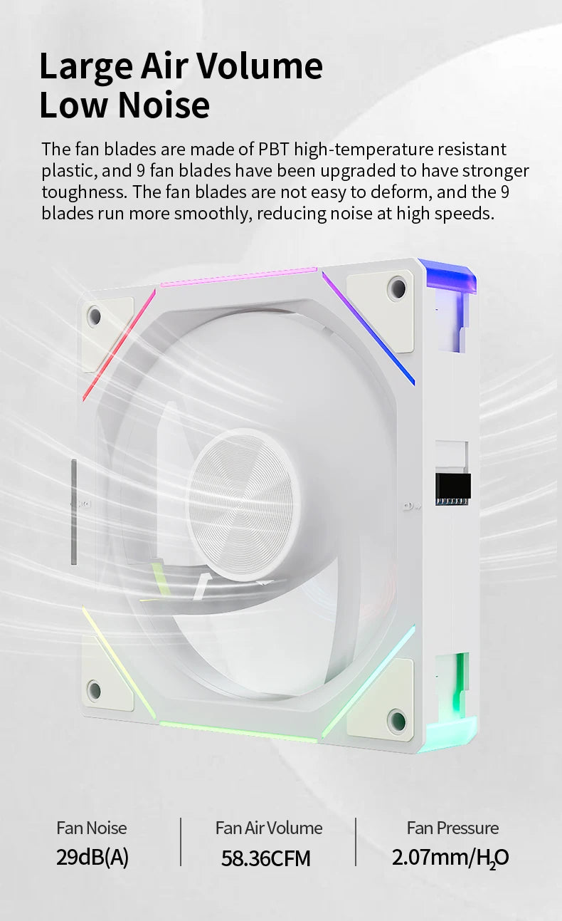 TEUCER JM-5 3-in-1 ARGB PC Fan 800-2000RPM Case Fan Compatible with 240 360 Water Cooling Radiator Wireless Cooling Fan Kit