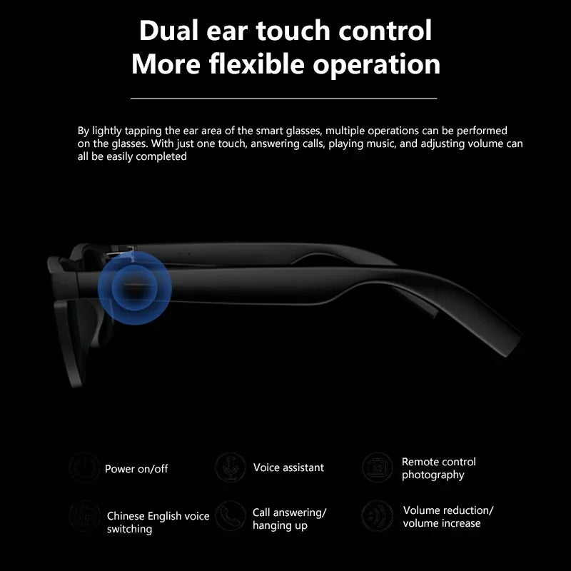 Lenovo AI Smart Glasses 8K Remote Control Touch Photo Camera Recording Voice Assistant Translator Wireless Bluetooth Sunglasses