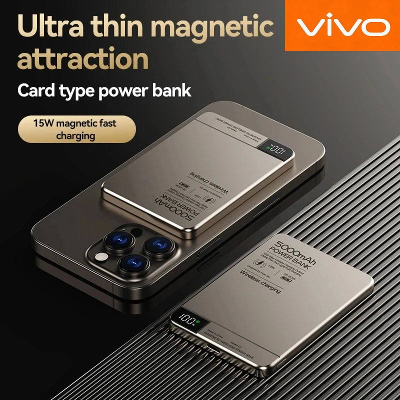 VIVO Ultra-thin Wireless Power Bank Magnetic Large Capacity Portable Fast Charging Spare Battery For iPhone Samsung For Magsafe