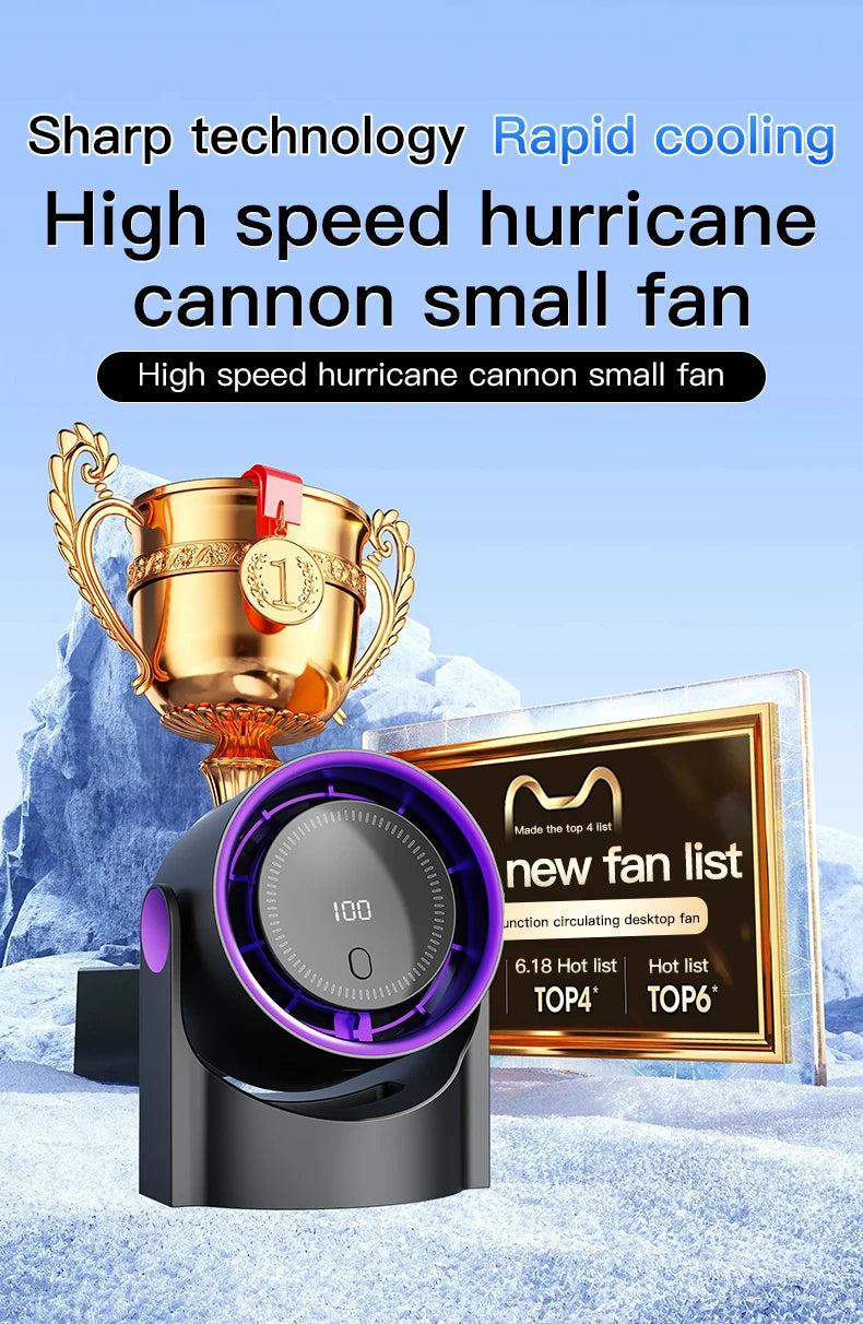 TINSOL New Desktop Electric Fan Air Circulator, Wireless Portable Home Silent Ventilator Suitable for Desktop Wall and Ceiling