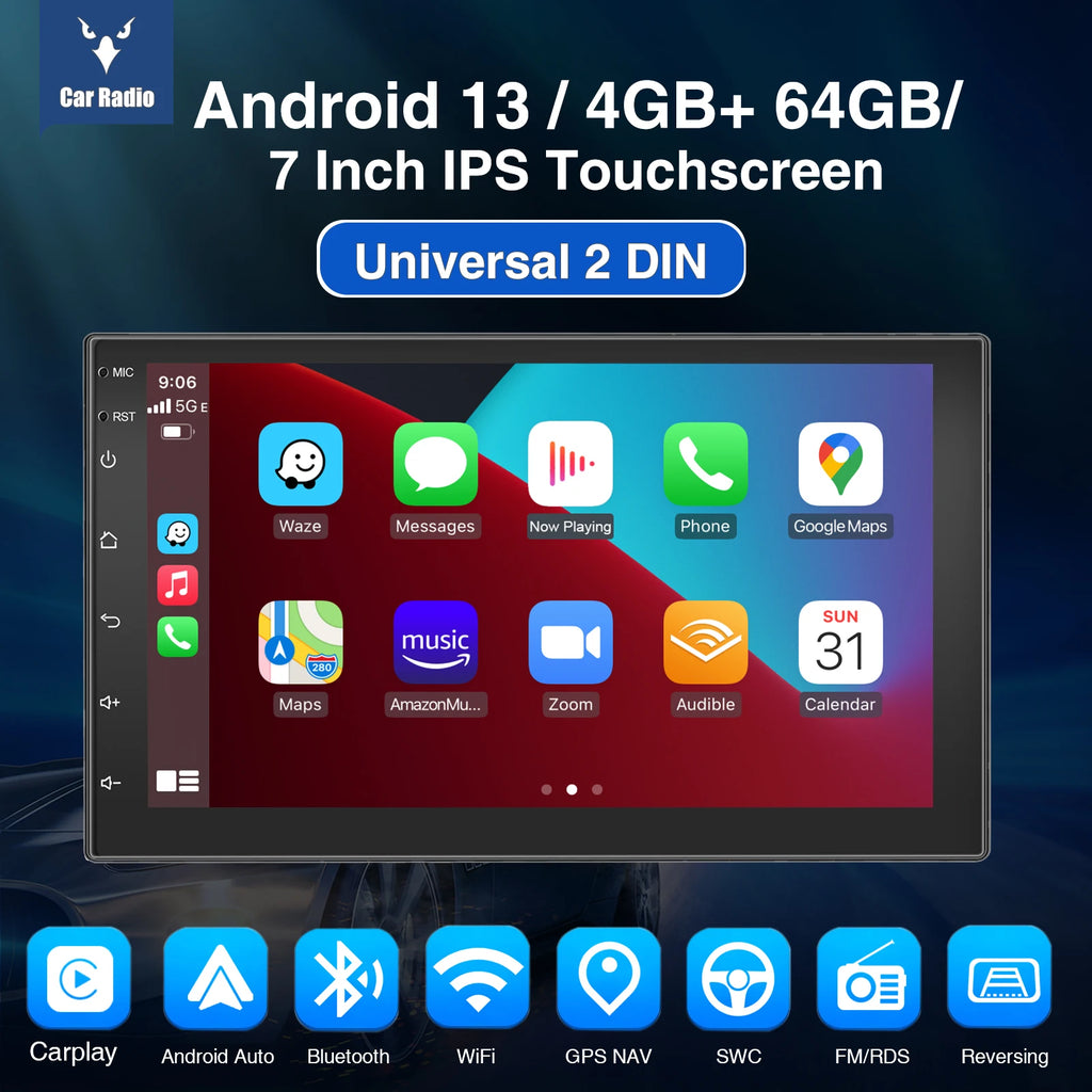 ESSGOO 2 Din Car Radio Carplay Android Auto 7 9 10 Inch 4G 64G Universal Multimedia Player DSP FM RDS AHD GPS WIFI Autoradio