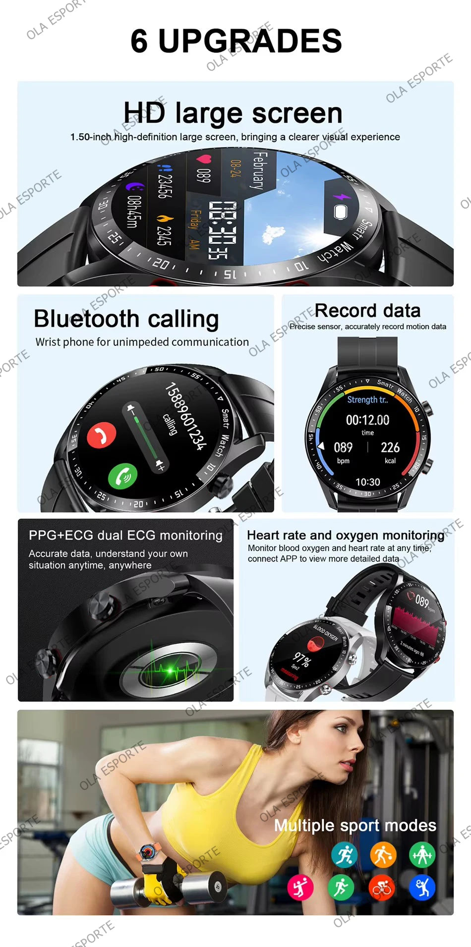 ECG+PPG Bluetooth Call Smart Watch Men Laser Health Blood Pressure Fitness Sports Watches Man Sports IP67 Waterproof Smartwatch