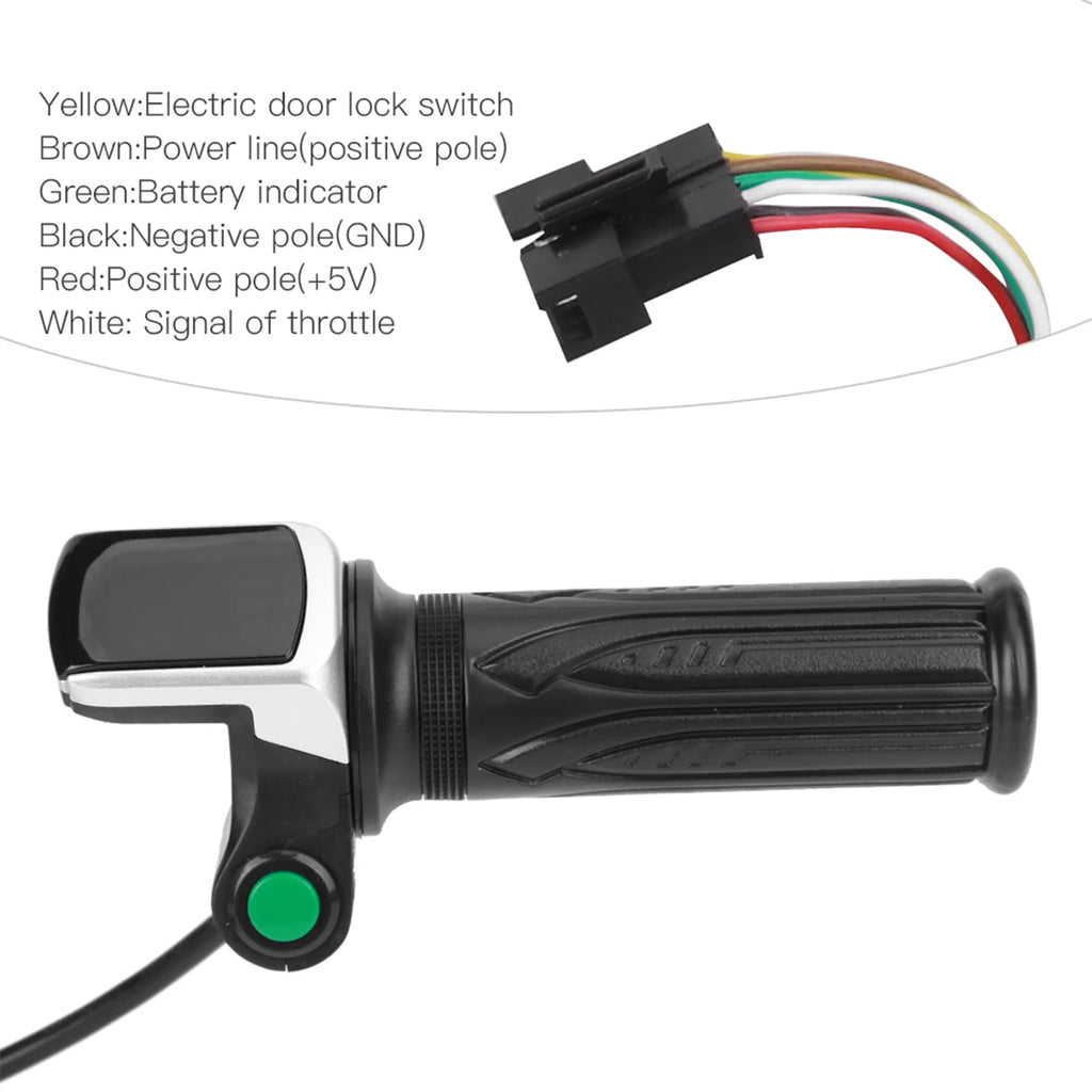 New 36V/48V LCD Electric Quantity Display with Switch EBike Speed Governing Throttle Grip 6 Cores Electric Throttle Grip