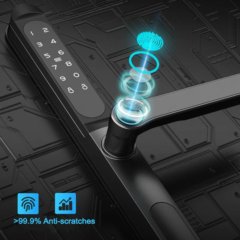 ZHDCOOKEY Fingerprint Biometric Slim Waterproof Smart Door Lock Aluminum RFID Card Password TTLock Electronic Sliding Door Locks