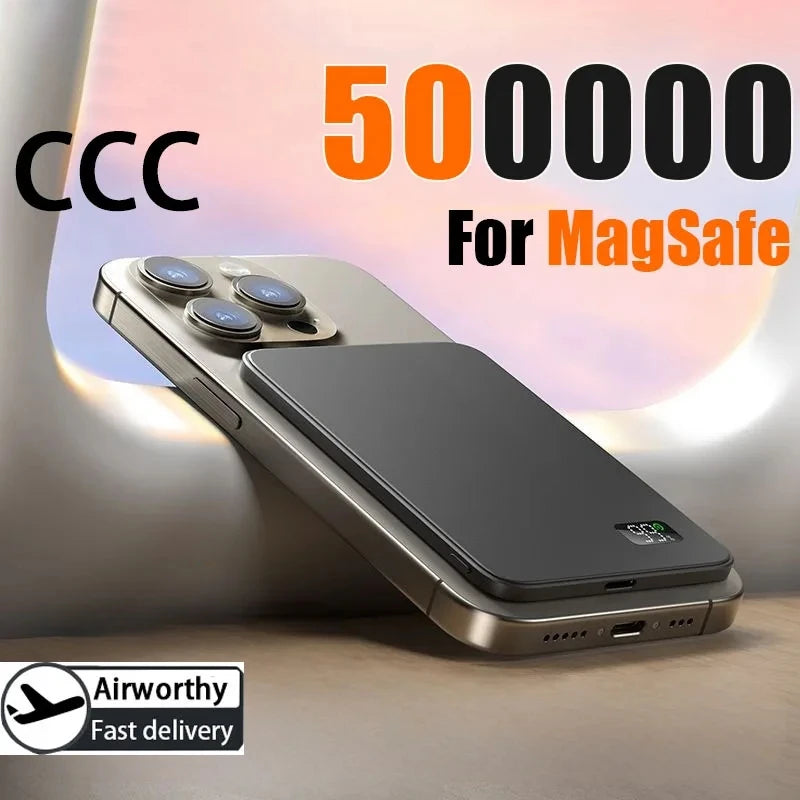 Lenovo CCC Power Bank 50000mAh For MagSafe Slim Magnetic Wireless Power Bank 22.5W External Portable Battery For iPhone Samsung