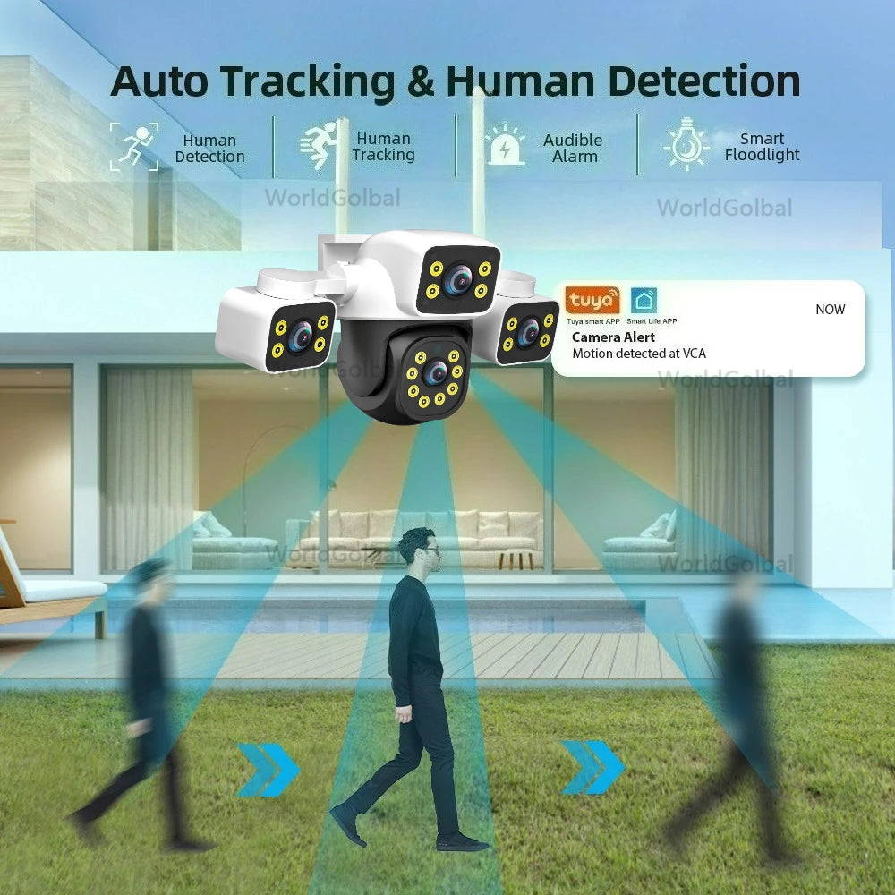 Tuya 15MP Three Lens 10MP Dual Lens Tuya Wifi Camera PTZ Outdoor Wireless Security Camera AI Human Monitoring Video Surveillance