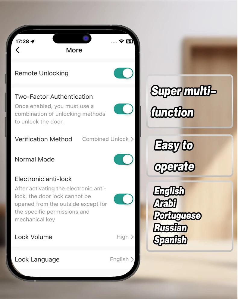 2026 New Smart Door Lock With Bluetooth Compatible Tuya APP Digital Electronic Lock Smart Home Wooden Door Lock Fingerprint