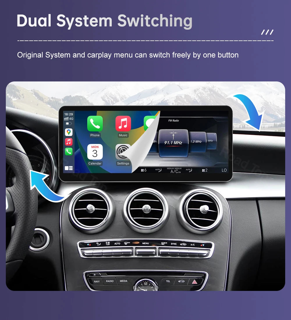 New 12.3" Linux Touch Screen for Mercedes Benz W205 GLC C V Class V447 GLA CLA NTG5.0 2015-2019 Wireless Carplay Android Auto