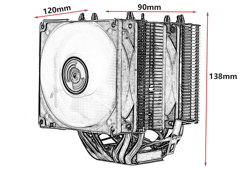 Zero-Distance Direct Touch Cooler Compatible i5 i7 AM3 AMD x79 x99 LGA2011-3 115x 1700 18xx Twin Towers 6 Heat Pipe Cpu Fan 90mm