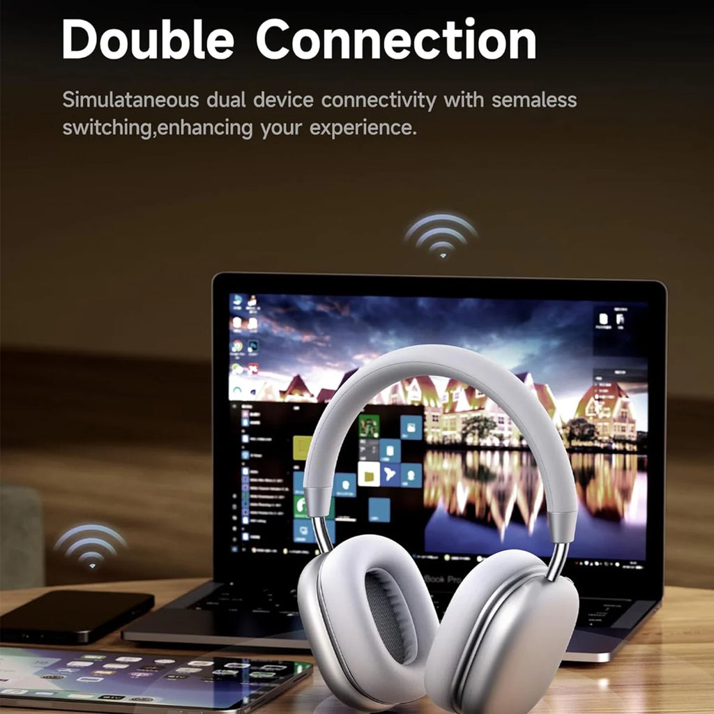 Wireless Bluetooth Gaming Headset Over Ear with Mic, Deep Bass Stereo Audio Headphones for PC Mobile Music