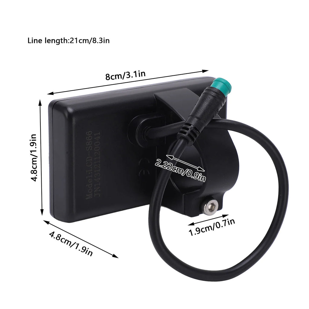 S866 Electric Bike LCD Display Electric  S866 LCD Display Meter 24V 36V 48V Control Panel with Waterproof Plug