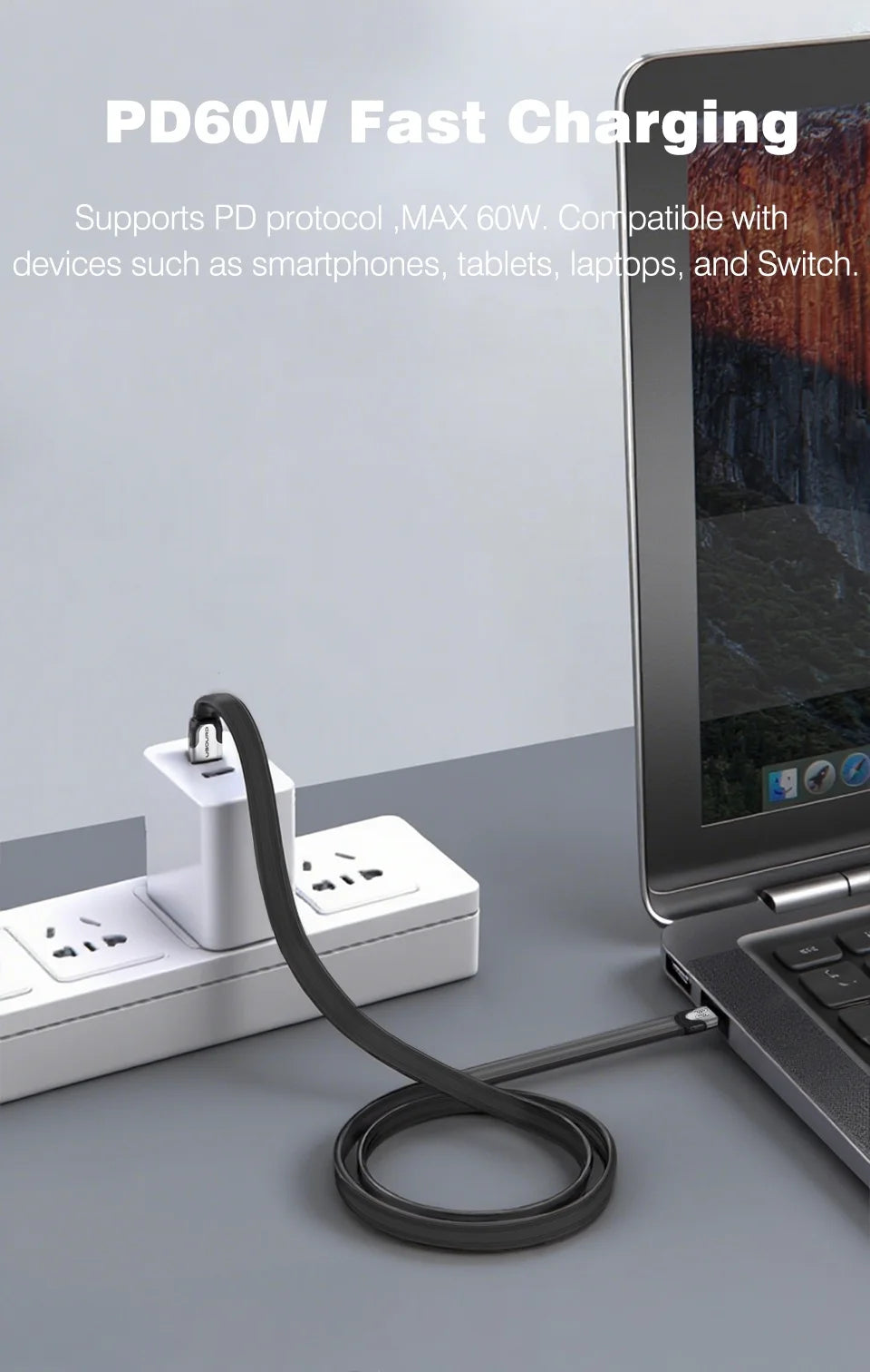 UGOURD USB A to C 10Gbps Cable USB C to Type C USB3.1/3.2 Gen2 Cable Data Transfer USB SSD Hard Disk Cable 60W 0.15m - 3m Flat