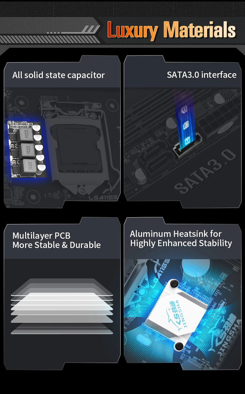 B75 M-I mini ITX Desktop Motherboard LGA 1155 Set with Core I5 3570 CPU 8GB (2*4GB)1600MHz DDR3 PC Memory and Cooler Kit Set b75