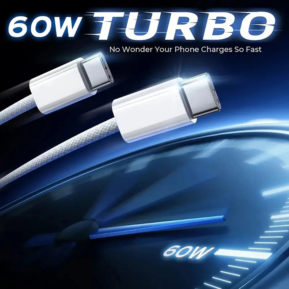 PD 60W USB C to USB Type C Cable Fast Charge Data Cable For Huawei Samsung Macbook iPad Data Line Type C To Type C