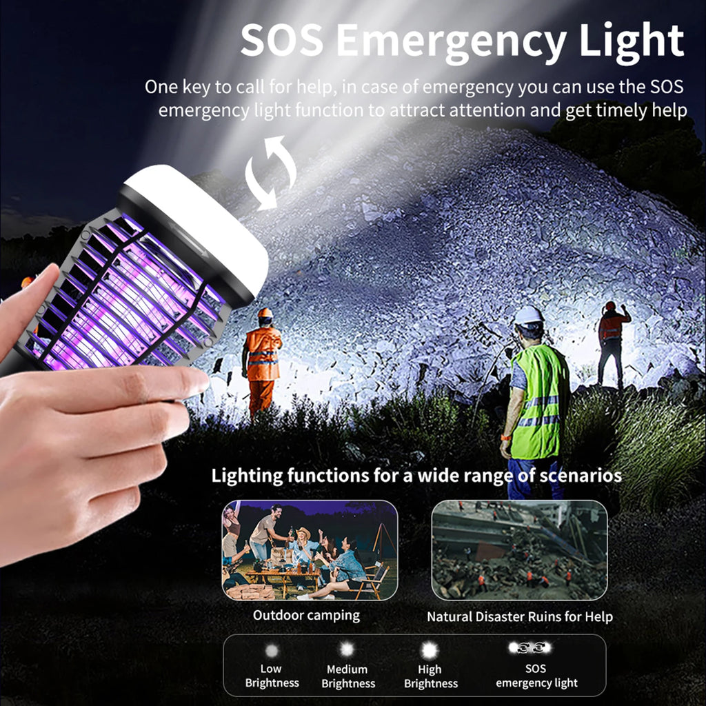 Indoor mosquito killer lamp 2000V, dual-use for outdoor and indoor, with rechargeable insect and fly catcher